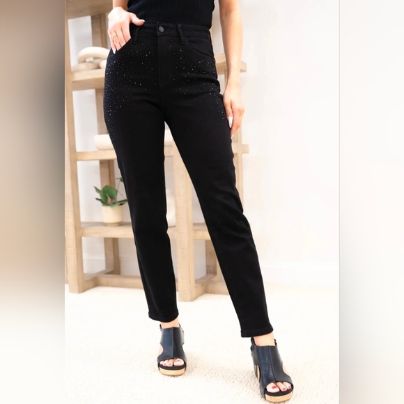 Denim - Judy Blue Raise Your Glass High Rise Rhinestone Embellished Jeans